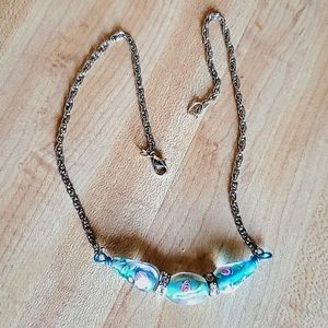 Turquoise glass necklace